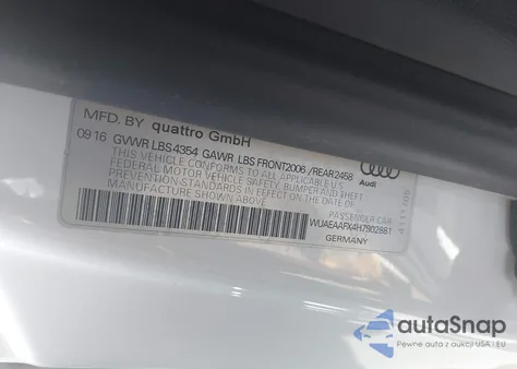 2017 Audi R8 5.2 V10 из США, поврежденный, VIN WUAEAAFX4H7902881